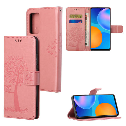 For Xiaomi Redmi Note 12S 4G Owl Tree Imprinted Wallet Phone Case PU Leather Stand Cover