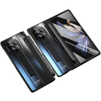 For vivo X Fold2 Hidden Kickstand PC Cover Anti-drop Folding Phone Case with Stylus Pen and Pen Slot