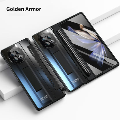 For vivo X Fold2 Hidden Kickstand PC Cover Anti-drop Folding Phone Case with Stylus Pen and Pen Slot