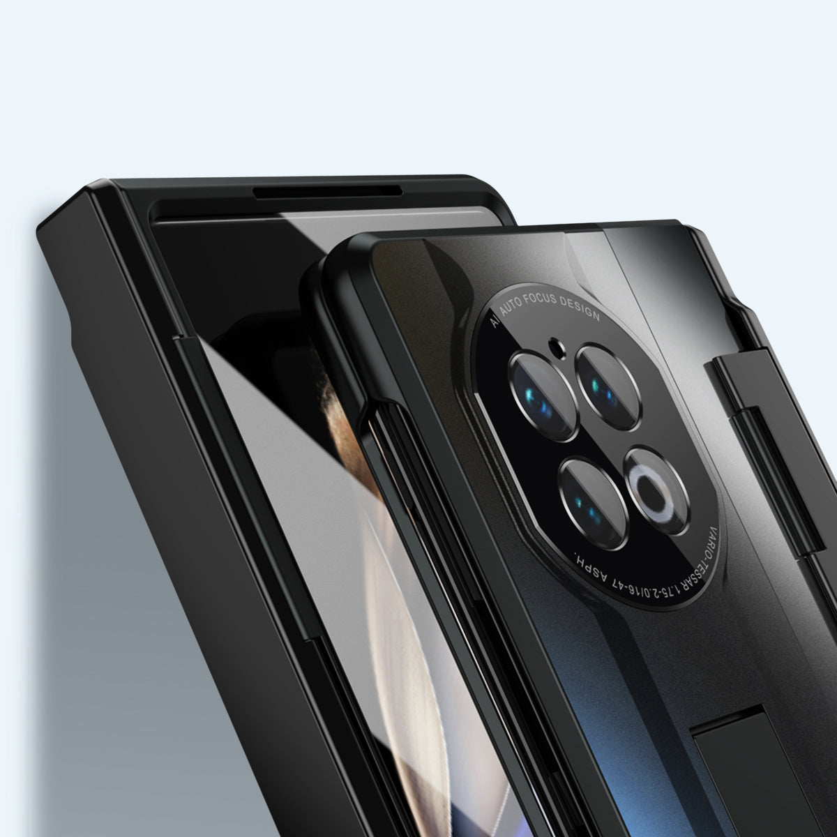 For vivo X Fold2 Hidden Kickstand PC Cover Anti-drop Folding Phone Case with Stylus Pen and Pen Slot