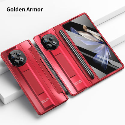 For vivo X Fold2 Hidden Kickstand PC Cover Anti-drop Folding Phone Case with Stylus Pen and Pen Slot
