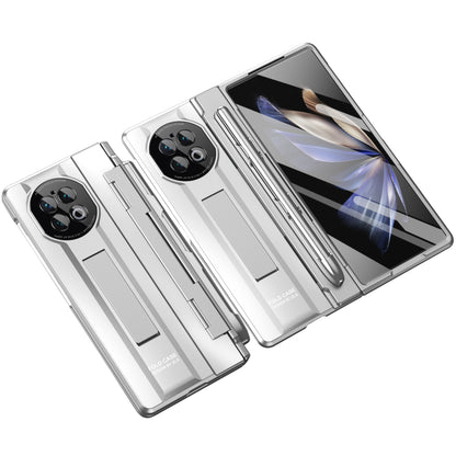 For vivo X Fold2 Hidden Kickstand PC Cover Anti-drop Folding Phone Case with Stylus Pen and Pen Slot