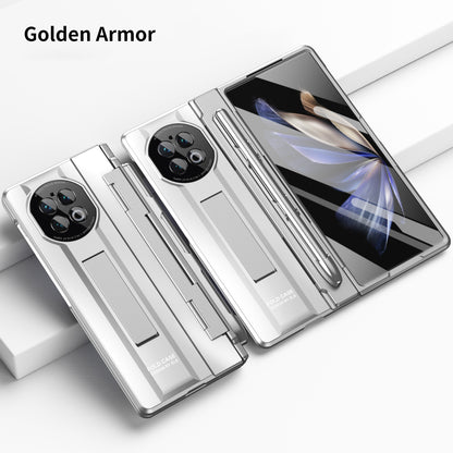 For vivo X Fold2 Hidden Kickstand PC Cover Anti-drop Folding Phone Case with Stylus Pen and Pen Slot