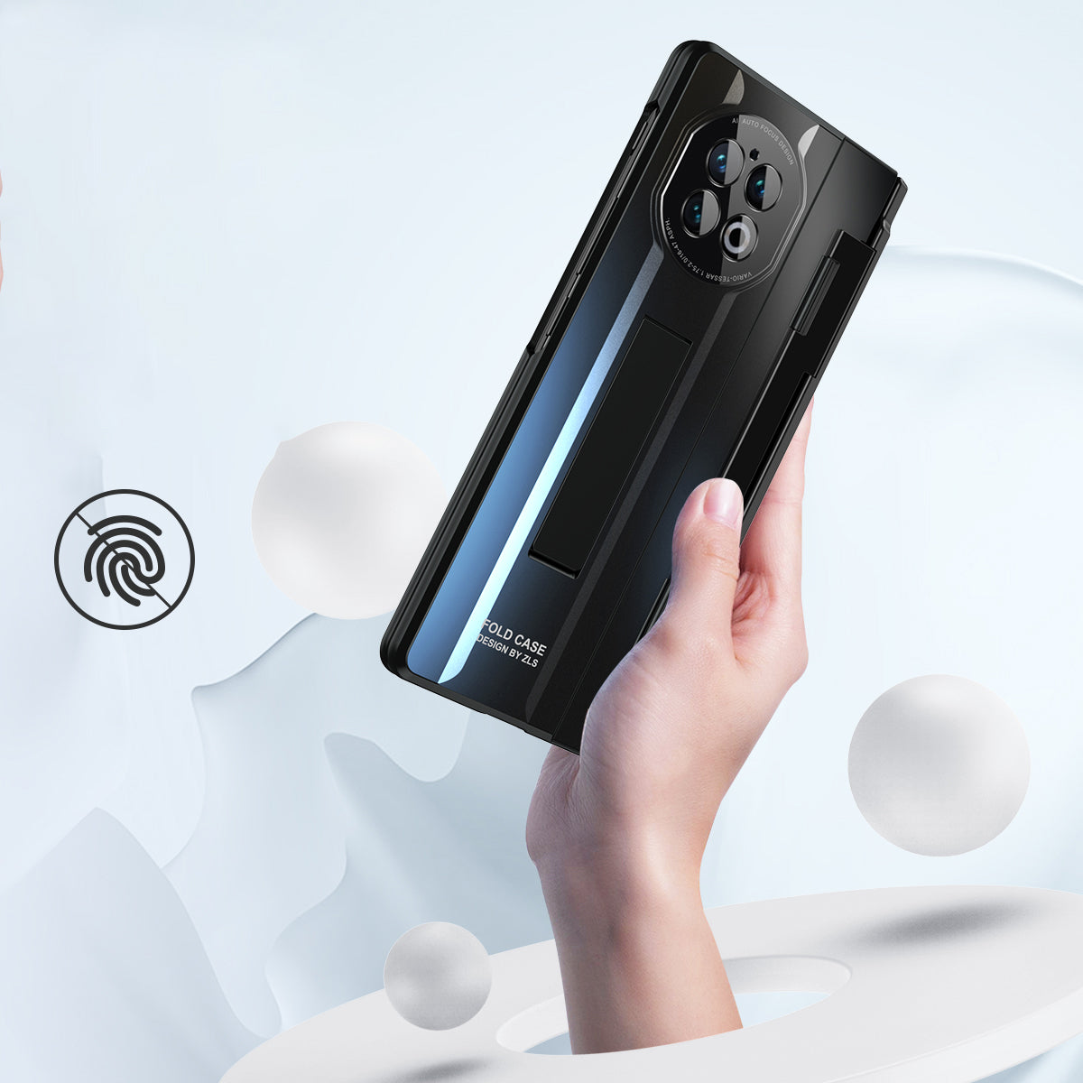 For vivo X Fold2 Hidden Kickstand PC Cover Anti-drop Folding Phone Case with Stylus Pen and Pen Slot