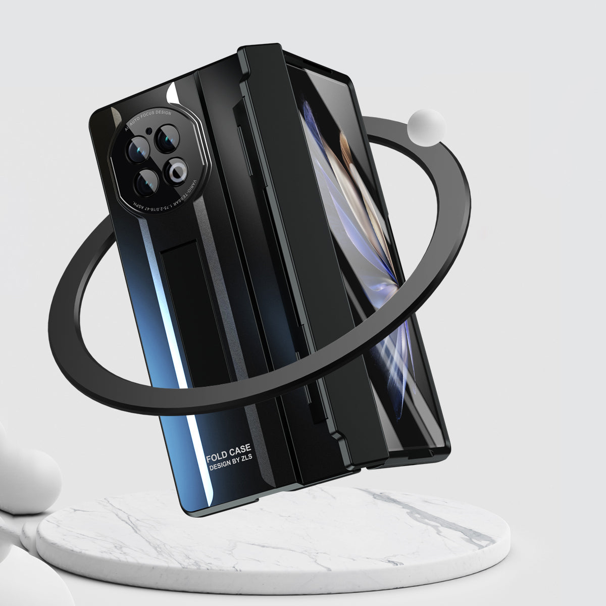 For vivo X Fold2 Hidden Kickstand PC Cover Anti-drop Folding Phone Case with Stylus Pen and Pen Slot