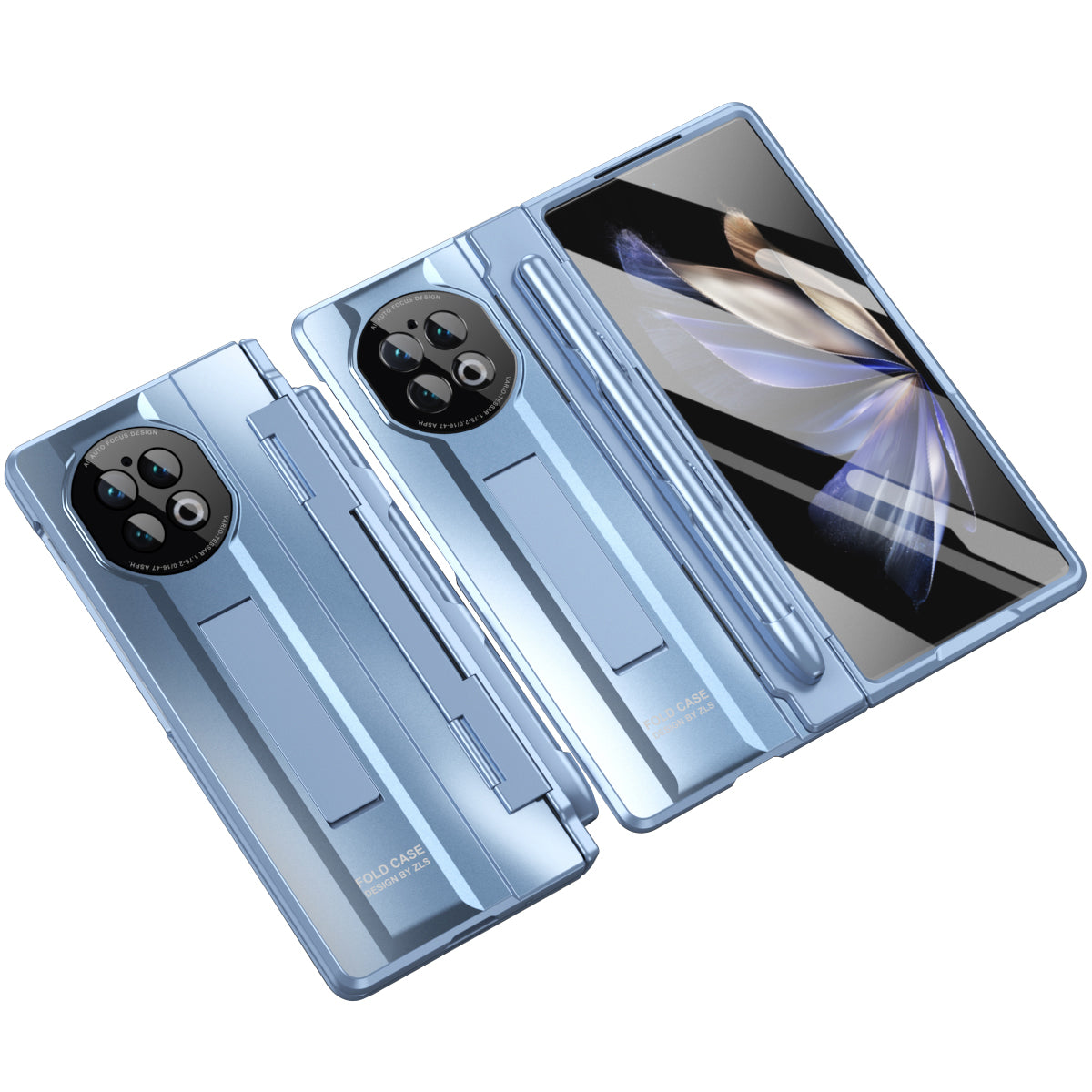 For vivo X Fold2 Hidden Kickstand PC Cover Anti-drop Folding Phone Case with Stylus Pen and Pen Slot