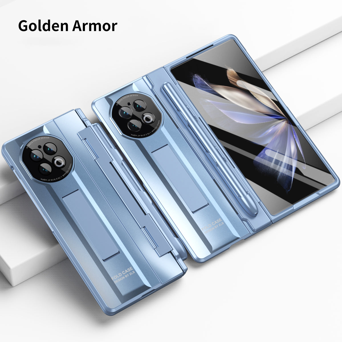 For vivo X Fold2 Hidden Kickstand PC Cover Anti-drop Folding Phone Case with Stylus Pen and Pen Slot