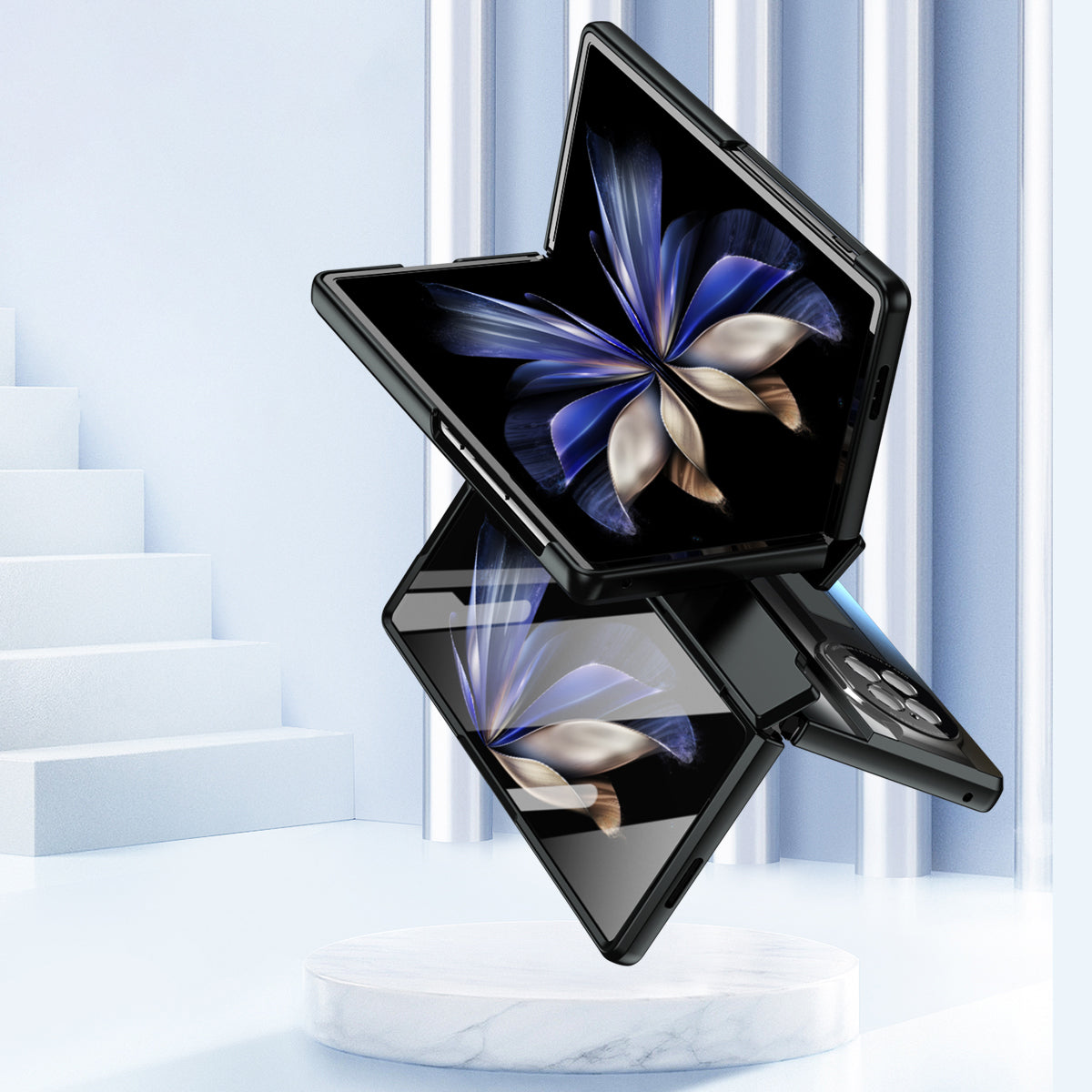 For vivo X Fold2 Hidden Kickstand PC Cover Anti-drop Folding Phone Case with Stylus Pen and Pen Slot