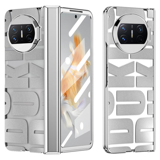 For Huawei Mate X3 5G Hinde Protection Phone Case Hard PC Electroplating Cover with Tempered Glass Film