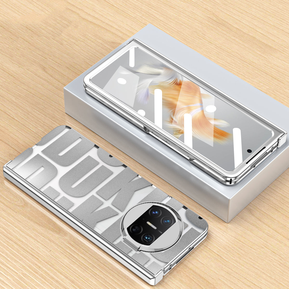 For Huawei Mate X3 5G Hinde Protection Phone Case Hard PC Electroplating Cover with Tempered Glass Film