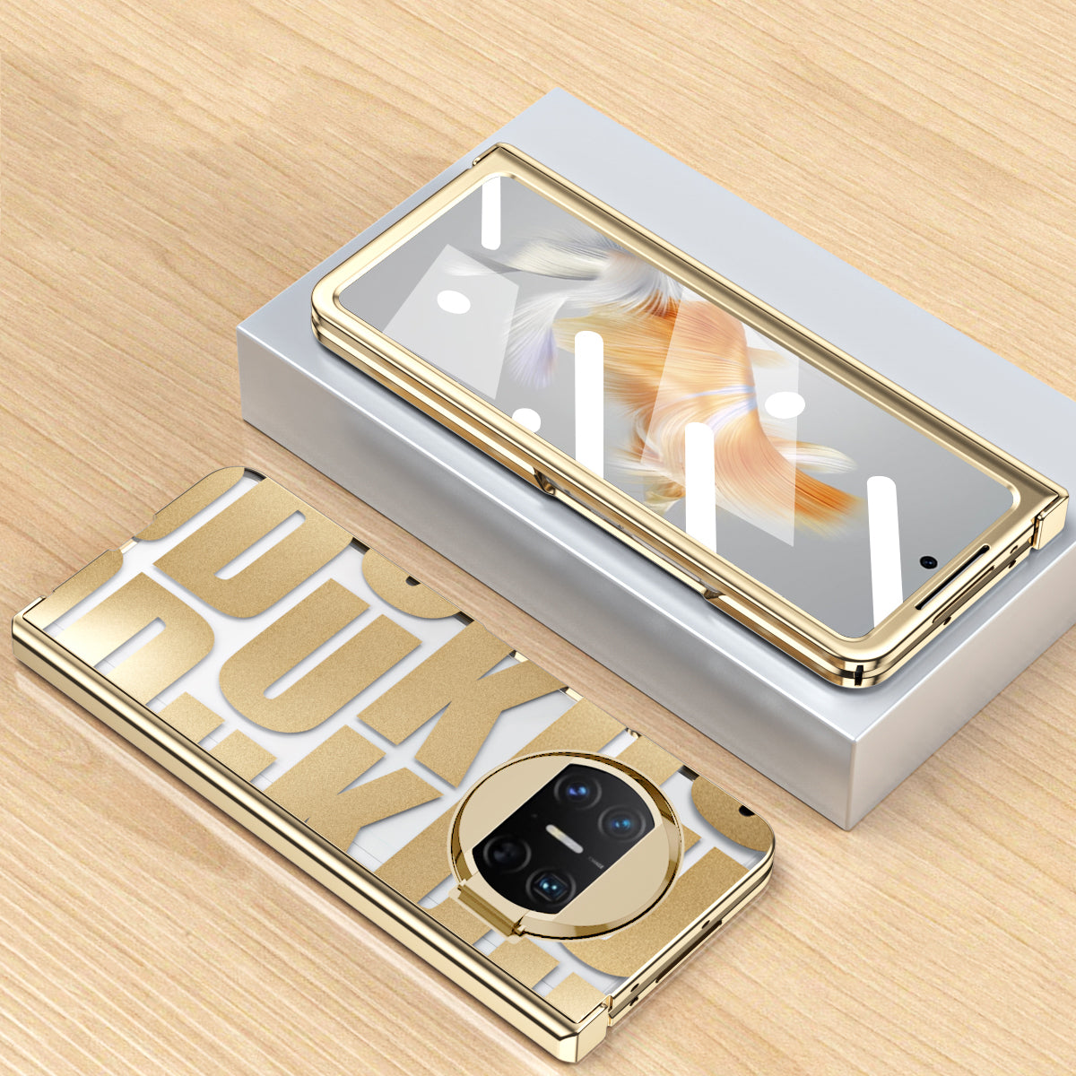 For Huawei Mate X3 5G Hinde Protection Phone Case Hard PC Electroplating Cover with Tempered Glass Film