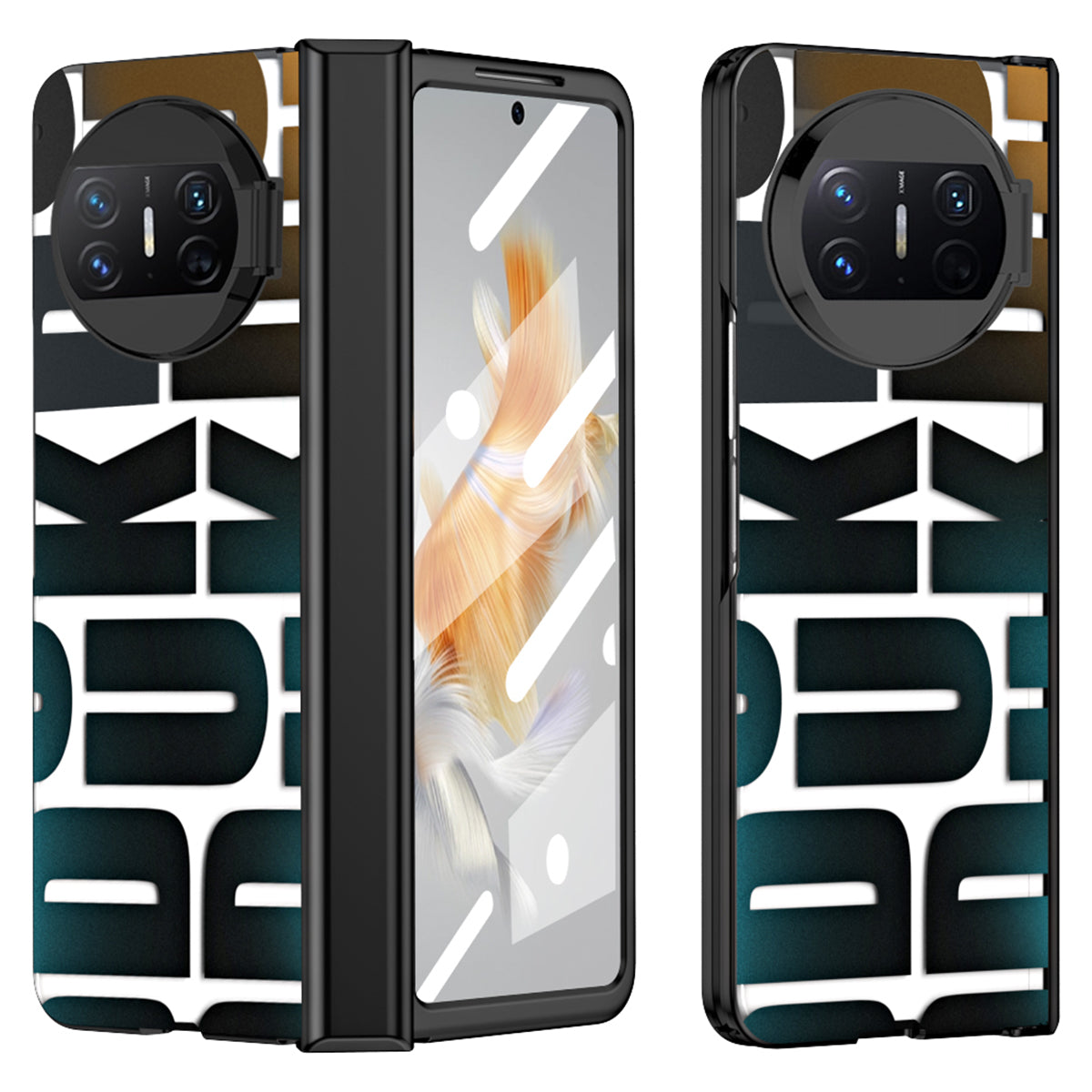 For Huawei Mate X3 5G Hinde Protection Phone Case Hard PC Electroplating Cover with Tempered Glass Film