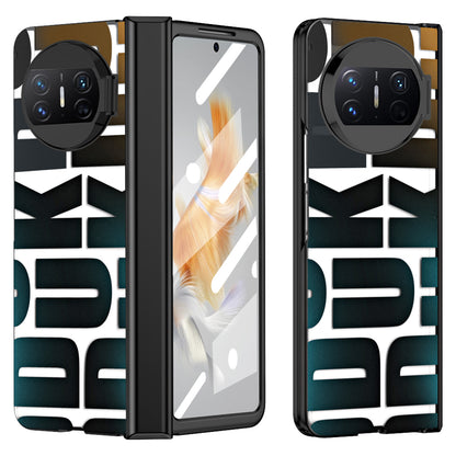 For Huawei Mate X3 5G Hinde Protection Phone Case Hard PC Electroplating Cover with Tempered Glass Film