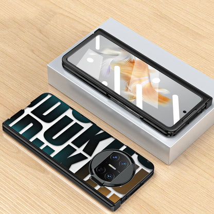 For Huawei Mate X3 5G Hinde Protection Phone Case Hard PC Electroplating Cover with Tempered Glass Film