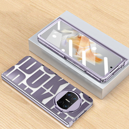 For Huawei Mate X3 5G Hinde Protection Phone Case Hard PC Electroplating Cover with Tempered Glass Film