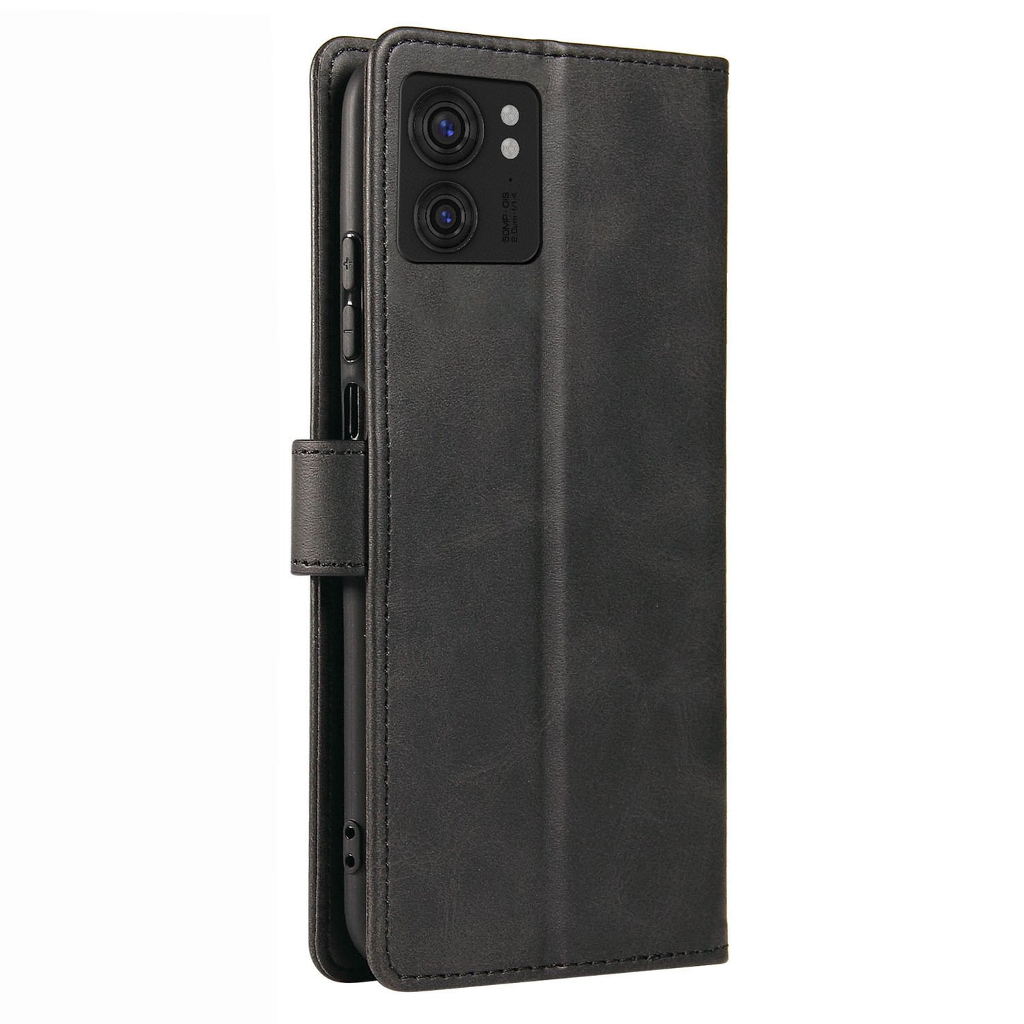 For Motorola Edge 40 5G Leather Phone Wallet Case Calf Texture Stand Phone Cover with Strap