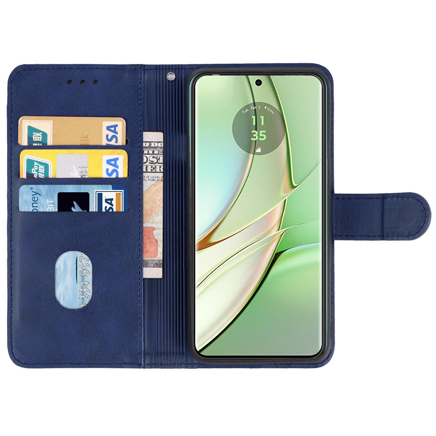 For Motorola Edge 40 5G Leather Phone Wallet Case Calf Texture Stand Phone Cover with Strap