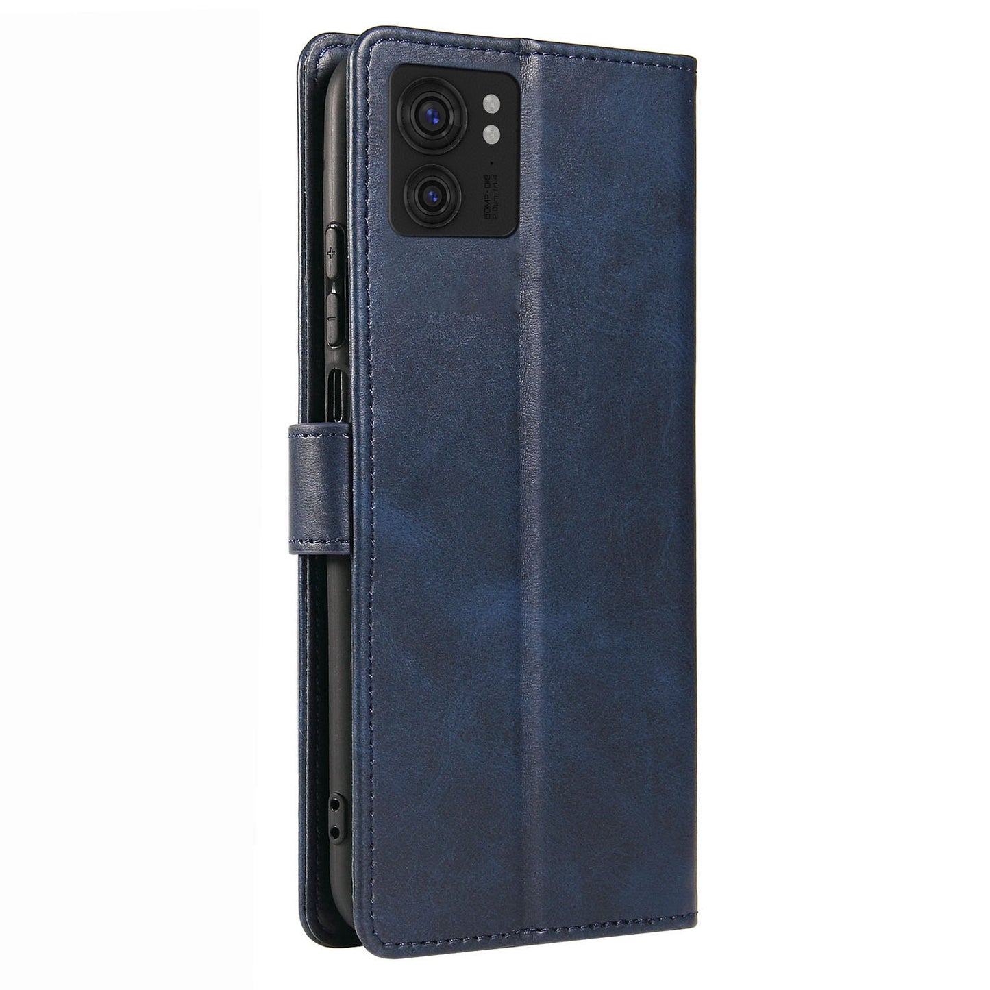 For Motorola Edge 40 5G Leather Phone Wallet Case Calf Texture Stand Phone Cover with Strap