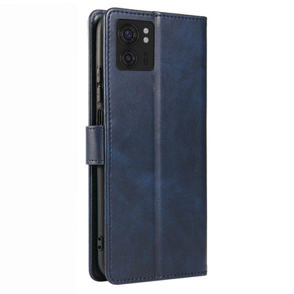 For Motorola Edge 40 5G Leather Phone Wallet Case Calf Texture Stand Phone Cover with Strap