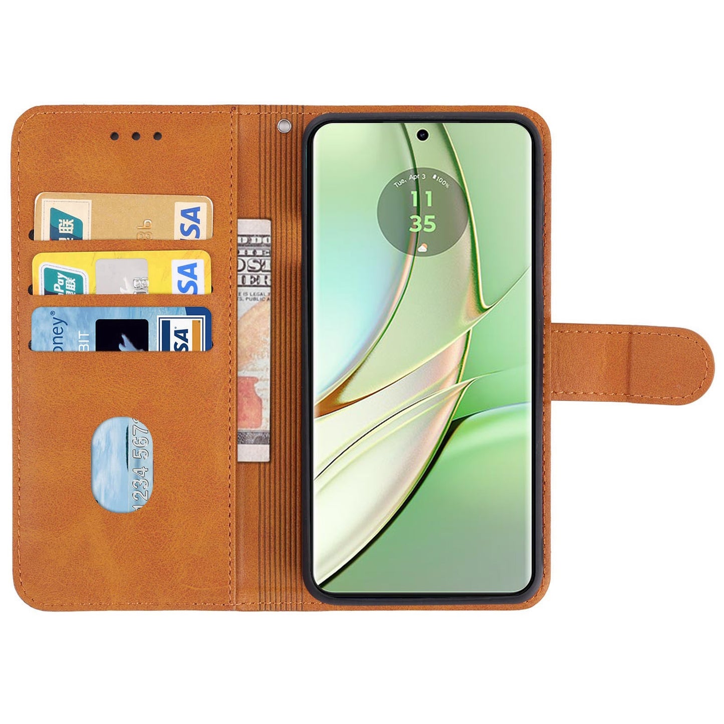 For Motorola Edge 40 5G Leather Phone Wallet Case Calf Texture Stand Phone Cover with Strap