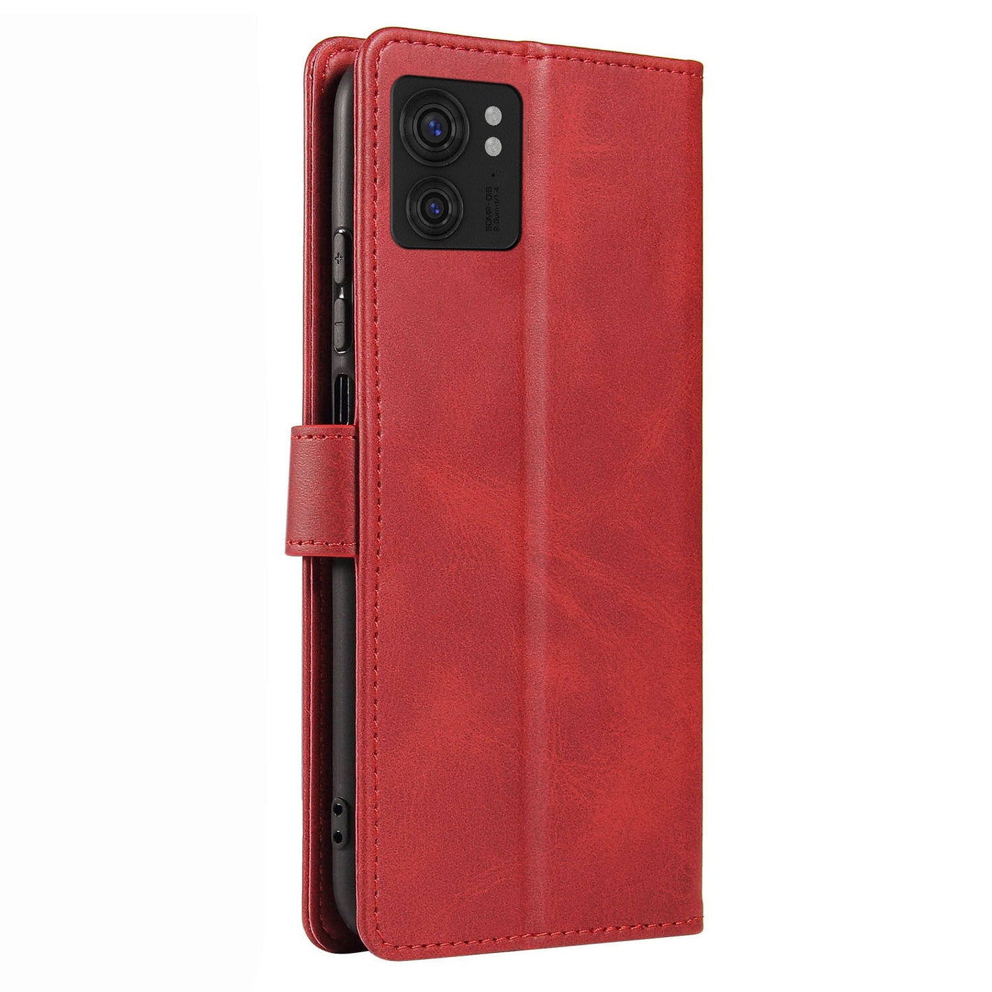 For Motorola Edge 40 5G Leather Phone Wallet Case Calf Texture Stand Phone Cover with Strap