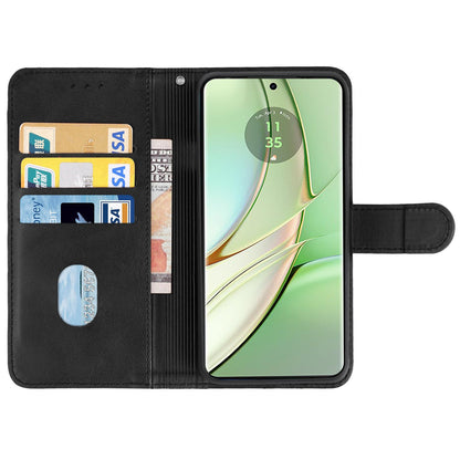 For Motorola Edge 40 5G Leather Phone Wallet Case Calf Texture Stand Phone Cover with Strap