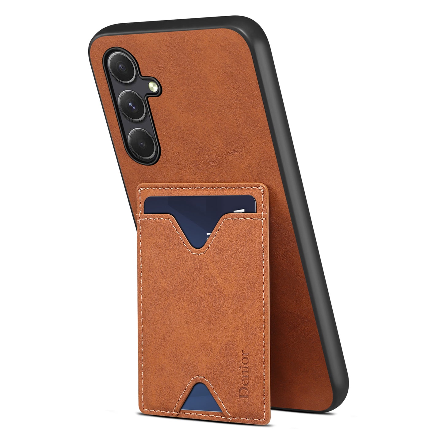 DENIOR PU Leather Coated TPU Cover for Samsung Galaxy A14 5G Kickstand Card Slot Phone Case