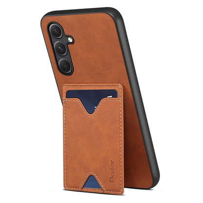 DENIOR PU Leather Coated TPU Cover for Samsung Galaxy A14 5G Kickstand Card Slot Phone Case