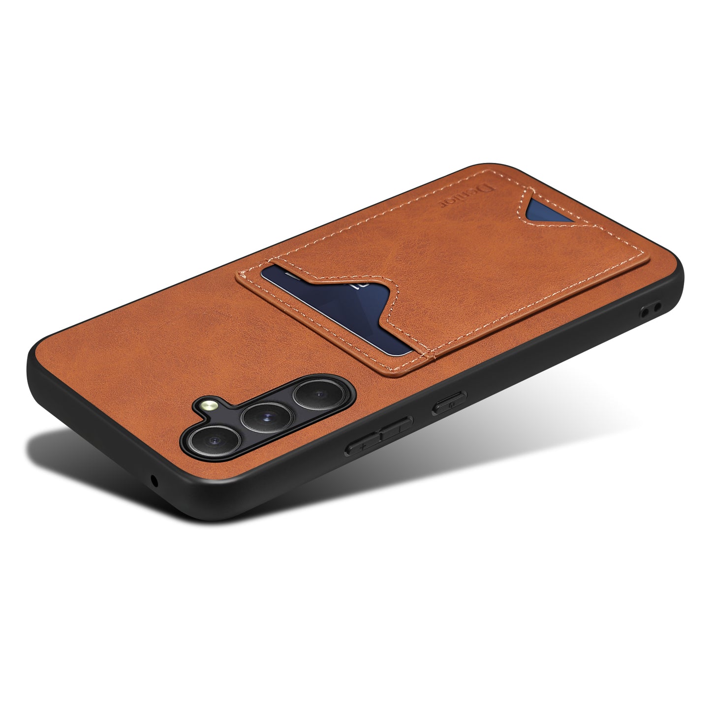 DENIOR PU Leather Coated TPU Cover for Samsung Galaxy A14 5G Kickstand Card Slot Phone Case