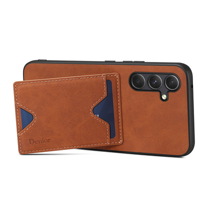 DENIOR PU Leather Coated TPU Cover for Samsung Galaxy A14 5G Kickstand Card Slot Phone Case