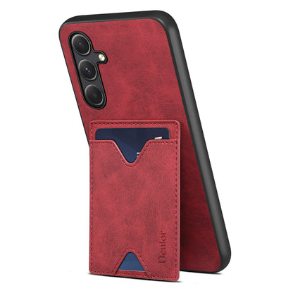 DENIOR PU Leather Coated TPU Cover for Samsung Galaxy A14 5G Kickstand Card Slot Phone Case