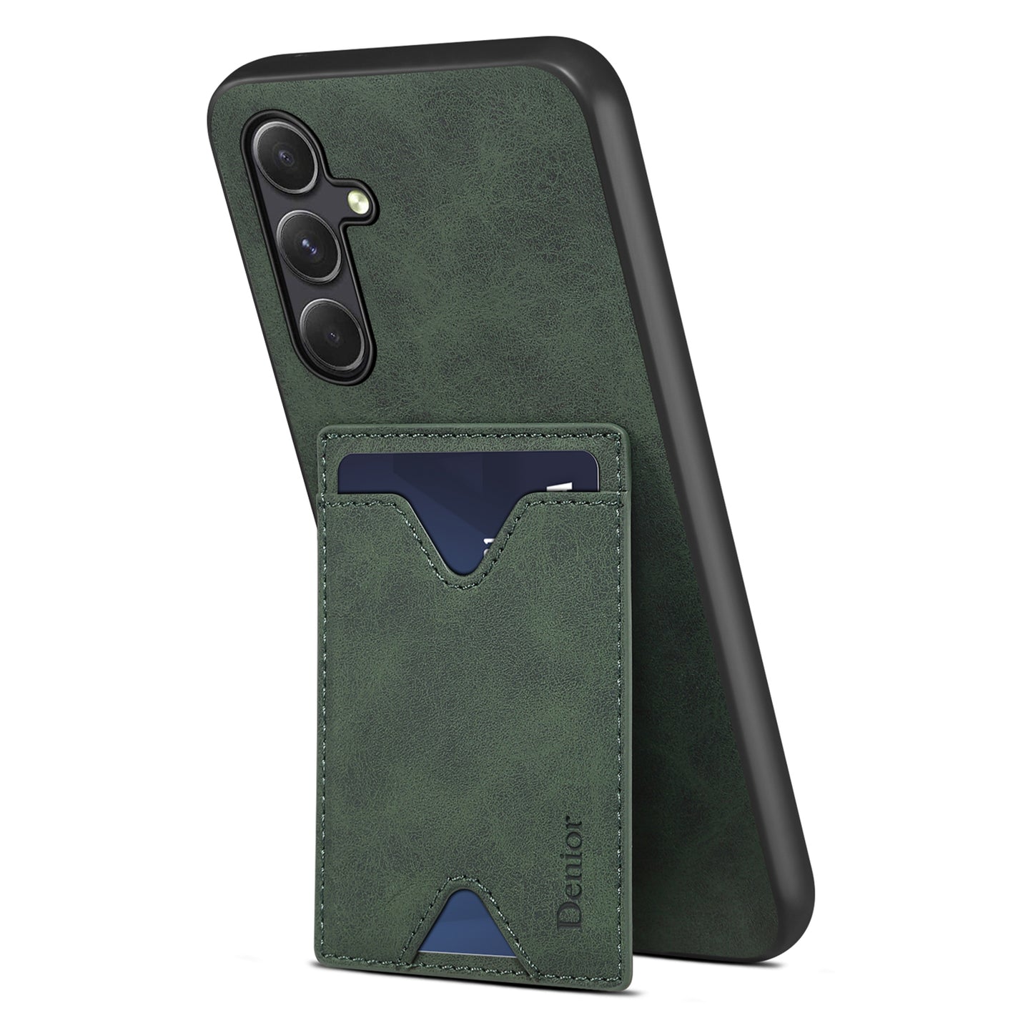 DENIOR PU Leather Coated TPU Cover for Samsung Galaxy A14 5G Kickstand Card Slot Phone Case