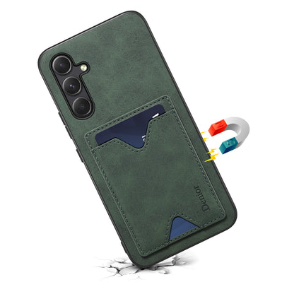 DENIOR PU Leather Coated TPU Cover for Samsung Galaxy A14 5G Kickstand Card Slot Phone Case
