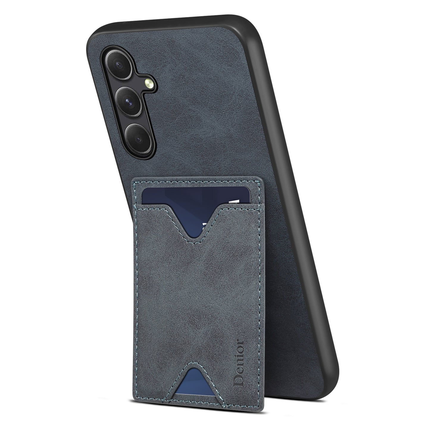 DENIOR PU Leather Coated TPU Cover for Samsung Galaxy A14 5G Kickstand Card Slot Phone Case