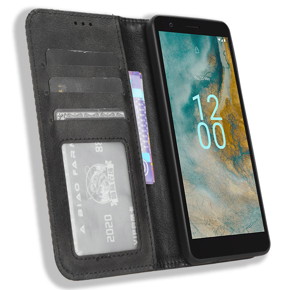 For Nokia C02 Magnetic PU Leather Mobile Case Shockproof Stand Wallet Phone Cover