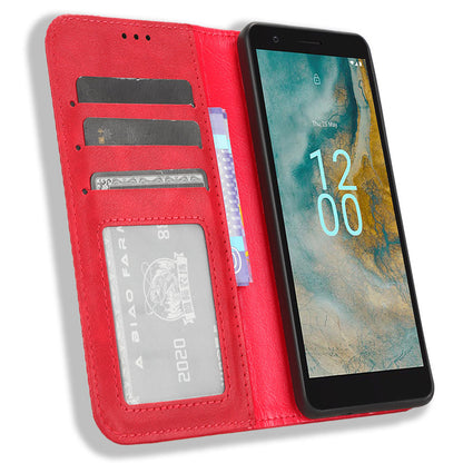 For Nokia C02 Magnetic PU Leather Mobile Case Shockproof Stand Wallet Phone Cover
