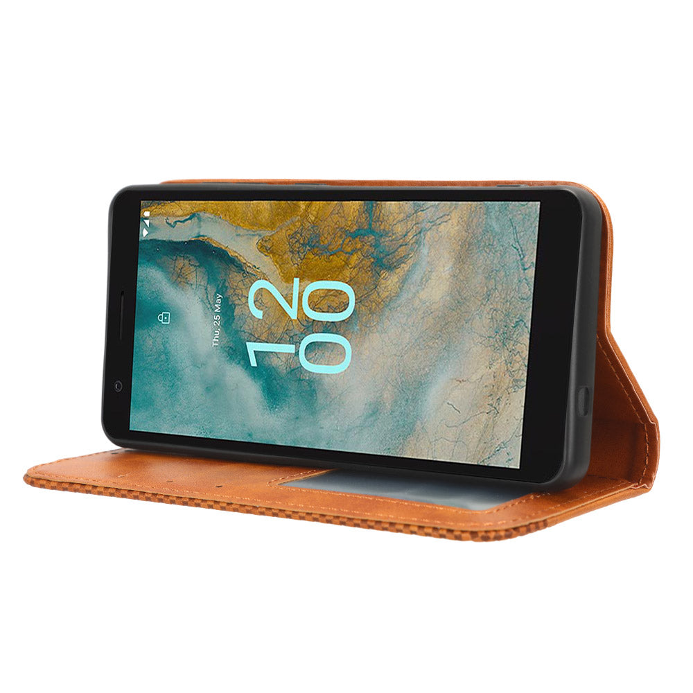 For Nokia C02 Magnetic PU Leather Mobile Case Shockproof Stand Wallet Phone Cover