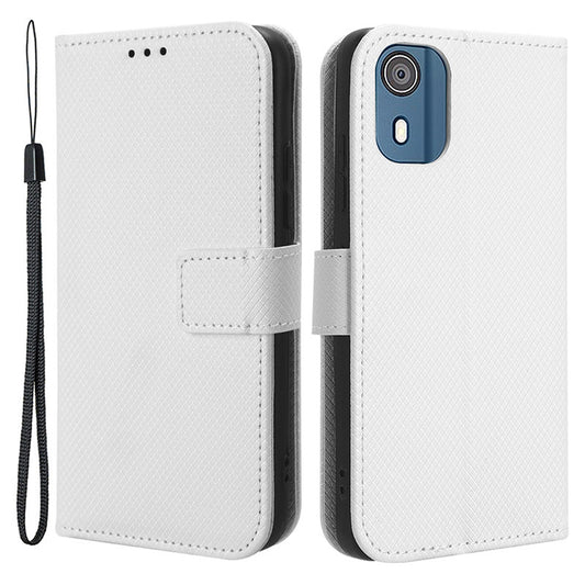 For Nokia C02 Diamond Texture PU Leather Shell Flip Stand Wallet Phone Case