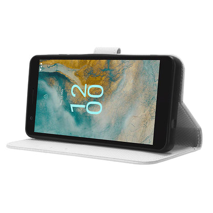 For Nokia C02 Diamond Texture PU Leather Shell Flip Stand Wallet Phone Case