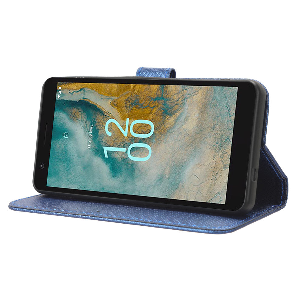 For Nokia C02 Diamond Texture PU Leather Shell Flip Stand Wallet Phone Case