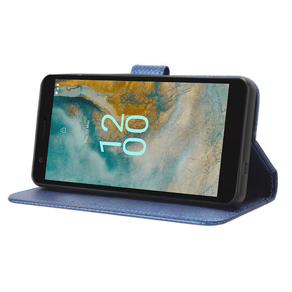 For Nokia C02 Diamond Texture PU Leather Shell Flip Stand Wallet Phone Case