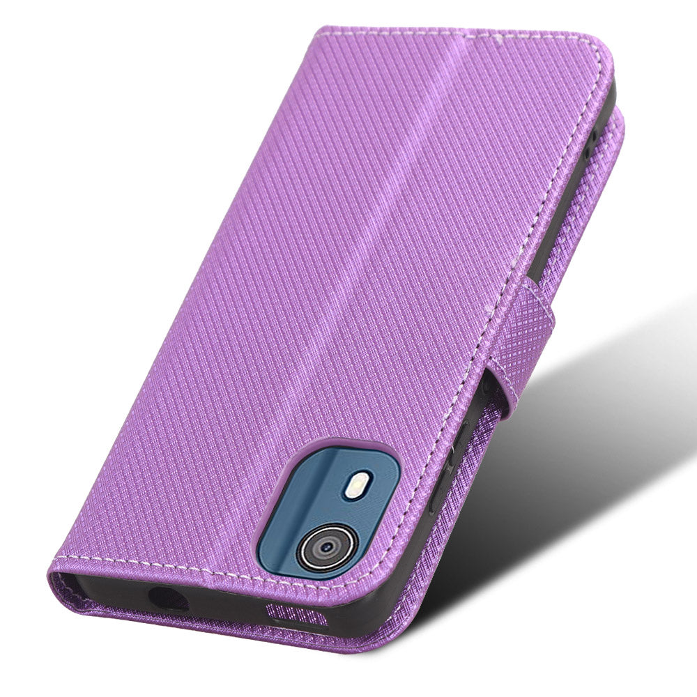 For Nokia C02 Diamond Texture PU Leather Shell Flip Stand Wallet Phone Case