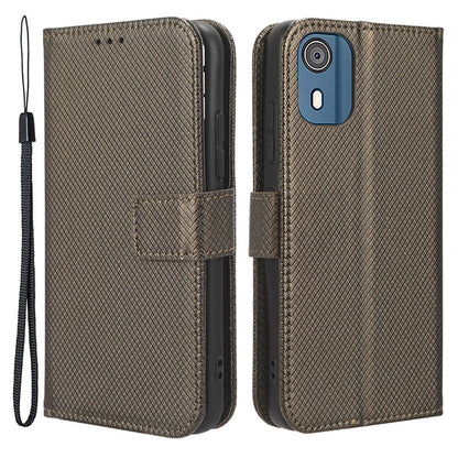 For Nokia C02 Diamond Texture PU Leather Shell Flip Stand Wallet Phone Case