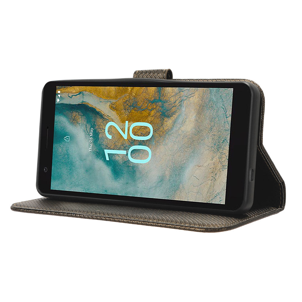 For Nokia C02 Diamond Texture PU Leather Shell Flip Stand Wallet Phone Case