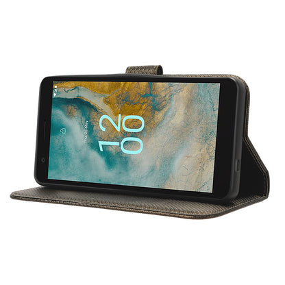 For Nokia C02 Diamond Texture PU Leather Shell Flip Stand Wallet Phone Case