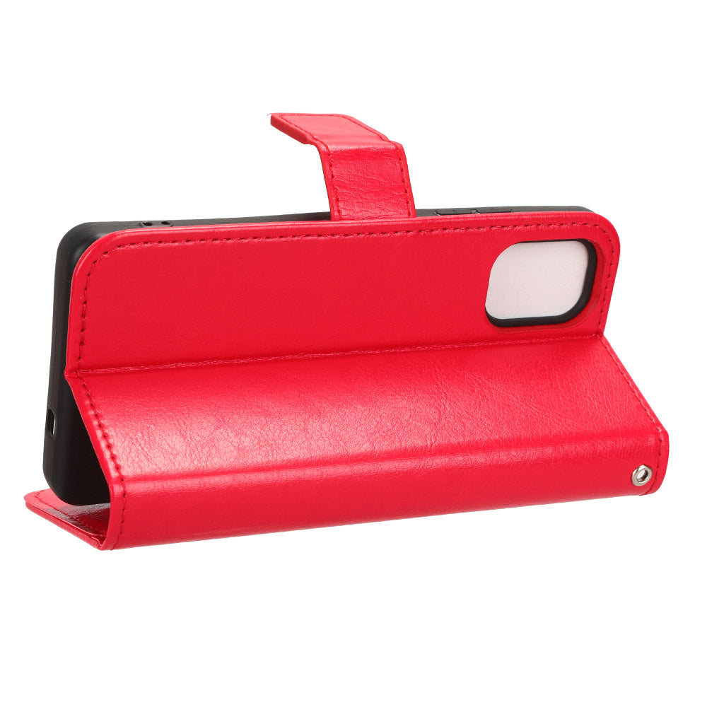 Wallet Case for Nokia C02 Crazy Horse Texture PU Leather Phone Cover with Stand