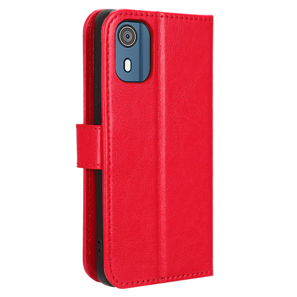 Wallet Case for Nokia C02 Crazy Horse Texture PU Leather Phone Cover with Stand