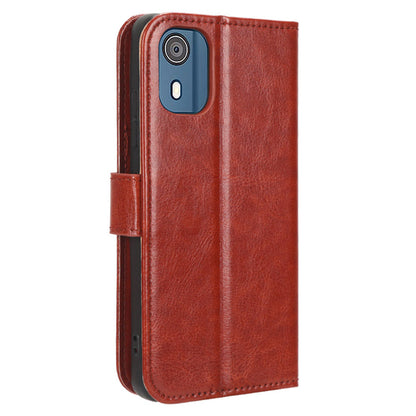 Wallet Case for Nokia C02 Crazy Horse Texture PU Leather Phone Cover with Stand