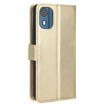 Wallet Case for Nokia C02 Crazy Horse Texture PU Leather Phone Cover with Stand