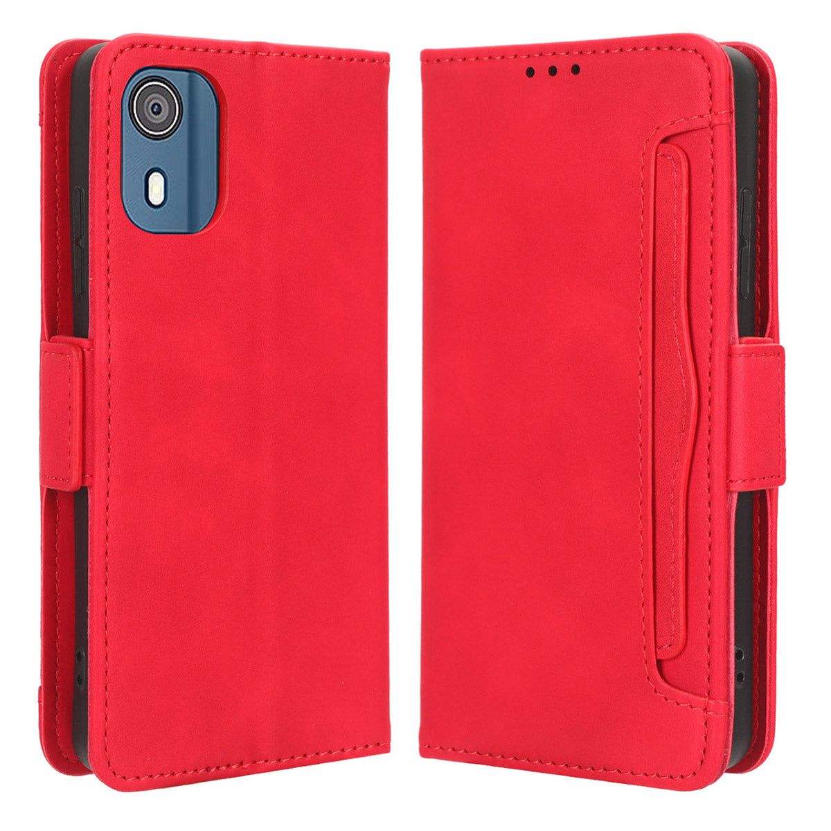 For Nokia C02 Multiple Card Slots PU Leather Phone Case Full Protection Stand Wallet Cover